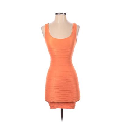 Bebe Cocktail Dress - Party Scoop Neck Sleeveless: Orange Print Dresses - Women's Size Small Petite