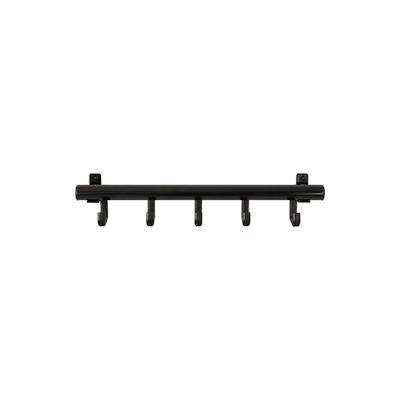 PROREGAL Kompakte Aluminium Wandgarderobe mit 5 Kunststoffhaken | HxBxT 10x50x7,5cm | Schwarz Image