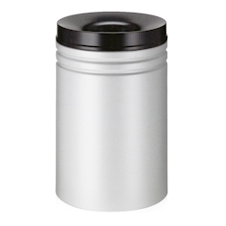 PROREGAL Selbstlöschender Papierkorb & Abfallsammler aus Metall mit doppelter Rauchgasumlenkung | 80 Liter, HxØ 64x39,5cm | Grau, Kopfteil Schwarz Image