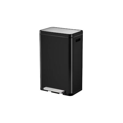 PROREGAL Stilvoller rechteckiger Treteimer mit extra breitem Pedal & gedämpften Stay-Open-Deckel | 30 Liter, HxBxT 63,7x36,2x30cm | Schwarz/Edelstahl Image
