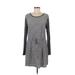 Lou & Grey Casual Dress - Mini Scoop Neck Long sleeves: Gray Color Block Dresses - Women's Size Medium