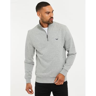 Threadbare Men's Light Grey Quarter Zip Knitted Sweatshirt