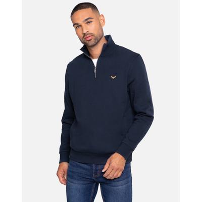 Threadbare Men's Navy Quarter Zip Knitted Sweatshirt