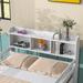 Full Over Full Bunk Beds with Bookcase Headboard - Solid Wood Frame, Safety Rail
