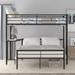 Metallic Twin Over Full Bunk Bed] Versatile Space-Saving Design with Desk, Ladder, Sturdy Metal Frame