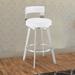 Nova 26 Inch Swivel Counter Stool, Panel Back, Steel, White Faux Leather