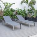 LeisureMod Marlin Poolside Outdoor Patio Lawn and Garden Modern Grey Powder Coated Aluminum Frame Suntan Sling Chaise Lounge Chair Set of 2 (Dark Grey)