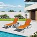 Domi Outdoor Lounge Chairs Set of 3 Aluminum Lounge Chairs for Outside with 5 Position Adjustable Backrest Side Table Outdoor Chaise Lounge for Beach Yard Balcony Poolside Orange