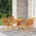 Anself 5 Piece Patio Dining Set Acacia Wood Table and 4 Chairs Slatted Outdoor Dining Set for Garden Lawn Courtyard Balcony