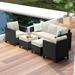 Hearth & Harbor 5-Piece Outdoor Patio Furniture Set Wicker Patio Conversation Set Sectional Sofa Black/Off White