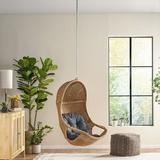Christopher Knight Home Orville Outdoor and Indoor Wicker Hanging Chair (NO STAND) by - 400 lb limit Light Brown + Dark Gray