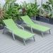 LeisureMod Marlin Modern Outdoor Chaise Lounge Arm Chair with Grey Powder Coated Aluminum Frame for Patio and Backyard Garden Set of 2 (Green)