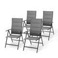 Pellebant 4 Pack Aluminum Outdoor Folding Dining Chair Set with Arm Gray