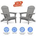 Folding Adirondack Chair Set of 2 Patio Chairs with High Backrest Half Pre-Assembled Camping Chairs Outdoor Lounge Chairs for Garden Lawn Backyard Gray