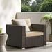 Rosen Wicker Outdoor Club Chair with Cushions Multibrown Beige