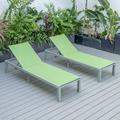 LeisureMod Marlin Poolside Outdoor Patio Lawn and Garden Modern Grey Powder Coated Aluminum Frame Suntan Sling Chaise Lounge Chair Set of 2 (Green)