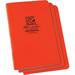 Rite In The Rain Weatherproof Stapled Notebook 4 5/8 x 7 Orange Cover Universal Pattern 3 Pack (No. OR71FX)