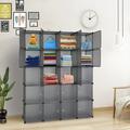 Topcobe Cube Storage Organizer 20 Cube Storage Unit for Clothes Plastic Cube Storage Shelves Wardrobe Cabinet for Bedroom Living Room Office Gray