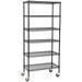 30 Deep x 48 Wide x 92 High 6 Tier Black Wire Shelf Truck with 800 lb Capacity