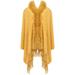 PIKADINGNIS Women Tassel Shawl Wraps Fluffy Faux Fur Poncho Winter Knitted Sweater Cardigan Cape