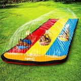 Terra Durable Triple Lane Slip Splash and Slide Water Waterslide with 3 Boogie Boards 16 Foot Three Sliding Racing Lanes with Sprinklers For Kids And Adults