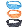 3pcs Exercise Yoga Headband Sweat Absorption Hair Elastic Headwrap Sports Headwear for Woman Girl Lady (A16-03 Striped Blue + a16-06 Orange + a16-02 Striped Grey)