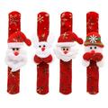 6PCS Cartoon 3D Santa Claus Snowman Elk Slap Bracelet Snowflake Gold Stamping Wristband For Kids Boys Girls Adults Christmas Par