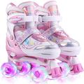 Bilot Girls Skates for Kids Pink Purple Adjustable Light Up Skates Perfect Christams Gifts Kids Skates for Girls Boys Ages 6-12 4-6