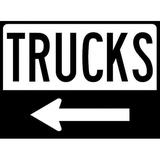 Traffic & Warehouse Signs - Trucks (Left Arrow) Sign 18 x 24 Aluminum Sign Street Weather Approved Sign 0.04 Thickness - 1 Sign