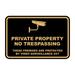 Classic Framed Private Property No Trespassing These Premises are Protected by Video Surveillance 24/7 Sign (Black Gold) - Medium