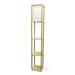 Modern 63-inch Tall Asian Style Floor Lamp with Off-White Shade in Tan Finish