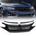 CROSSDESIGN Front Bumper Hood Grille Grill Guards + 2Pcs Eye Lid Fit for 2016-2018 Honda Civic 10th GEN OE Factory Style ABS Plastic Grill