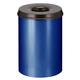 PROREGAL Selbstlöschender Papierkorb & Abfallsammler aus Metall | 30 Liter, HxØ 47x33,5cm | Blau, Kopfteil Schwarz