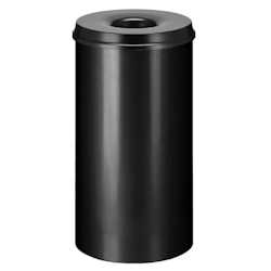 PROREGAL Selbstlöschender Papierkorb & Abfallsammler aus Metall | 50 Liter, HxØ 63x33,5cm | Schwarz Image