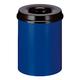 PROREGAL Selbstlöschender Papierkorb & Abfallsammler aus Metall | 15 Liter, HxØ 36x26cm | Blau, Kopfteil Schwarz