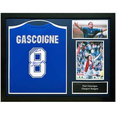 Paul Gascoigne Signiertes Hemd - Gerahmt Image