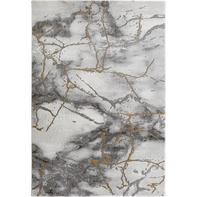 Teppich LUXOR LIVING "Phoenix", grau (grau, weiß), B:80cm H:17mm L:150cm, Polypropylen, Polyester, Teppiche, modernes Marmor Design, Hoch-Tief Effekt, Seidenoptik, Wohnzimmer Image