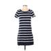 Tommy Hilfiger Casual Dress - Mini Scoop Neck Short sleeves: Blue Stripes Dresses - Women's Size X-Small