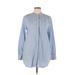 Lands' End Casual Dress - Shirtdress High Neck Long sleeves: Blue Dresses - Women's Size 10