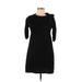 Zara Casual Dress - Mini Crew Neck 3/4 sleeves: Black Solid Dresses - Women's Size Medium