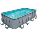 Frame Pool Rectangulaire 549x274x132 cm Gris Kit piscine hors sol Piscine de jardin & Piscine en