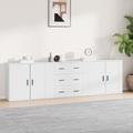 Credenze 3 pz Madie Moderne Buffet da cucina Bianco in Legno Multistrato ITD53326 - Bianco