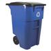 Rubbermaid FG9W2773BLUE 50 gal Multiple Material Recycle Bin - Indoor/Outdoor, Wheels, Ergonomic Handle