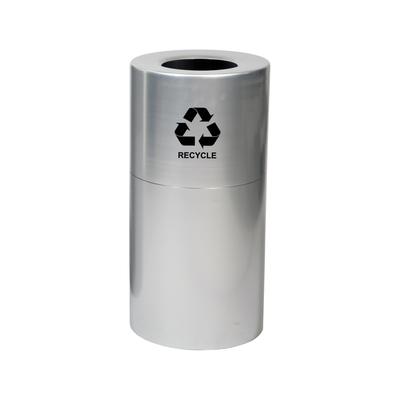 Witt AL18-CLR-R 24 gal Multiple Materials Recycle Bin - Indoor, Decorative, Flat Top w/ Round Opening, Black Decal, Silver