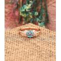 stacking With Moissanite Ring, Solid Rose Gold Bridal Round Cut 6.5mm London Blue Topaz Ring, Vintage Engagement Ring, Dainty Ring