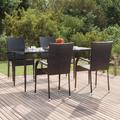 Red Barrel Studio® 5 Piece Patio Dining Set & Black Glass/Wicker/Rattan in Brown | 29.1 H x 31.5 W x 50 D in | Wayfair