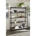 Finch Wood and Metal Etagere Bookcase in Buckwheat and Antique Bronze - 59" x 46" x 16"