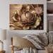 House of Hampton® Retro Vintage Abstract Pink & Gold Flowers I - Floral Wood Wall Art - Natural Pine Wood Metal in Brown/Pink | Wayfair