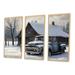 Gracie Oaks Old Truck At The Barn In Winter III - Farmhouse/Country Canvas Wall Art Set Metal in Black/Gray/White | 32 H x 48 W x 1 D in | Wayfair