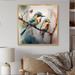 Winston Porter Blue Birds On A Branch I - Animals Bird Floral Wall Art Living Room Canvas, Cotton in Blue/Pink | 16 H x 16 W x 1 D in | Wayfair